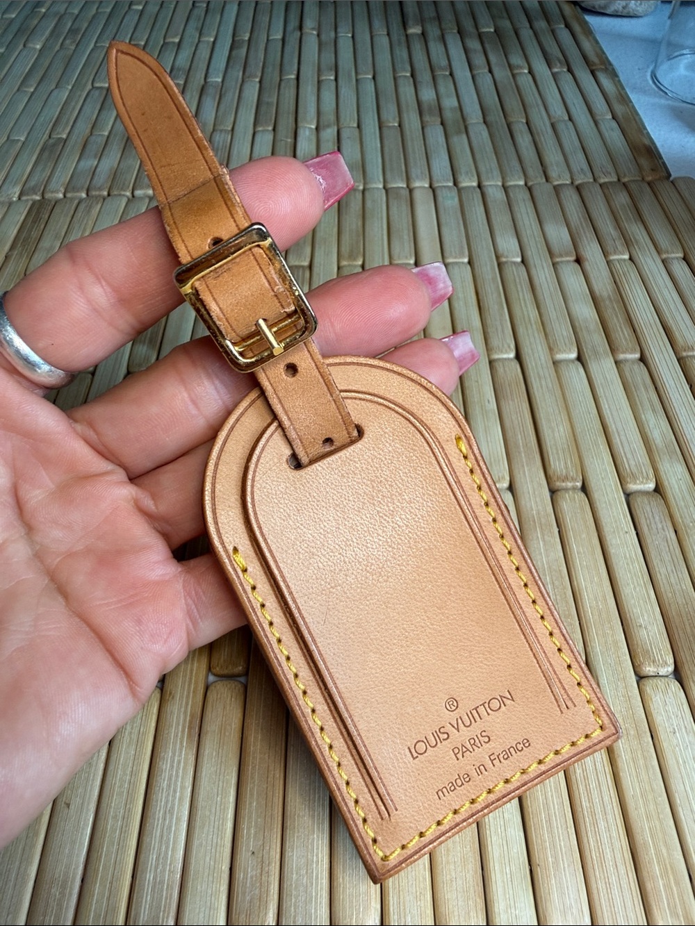 Louis Vuitton Natural Tan Leather Bag Tag/ Luggage Tag